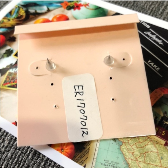 Black 3D Stony Triangle Earrings with Black Rhinestone Detail - Picture 7 of 7